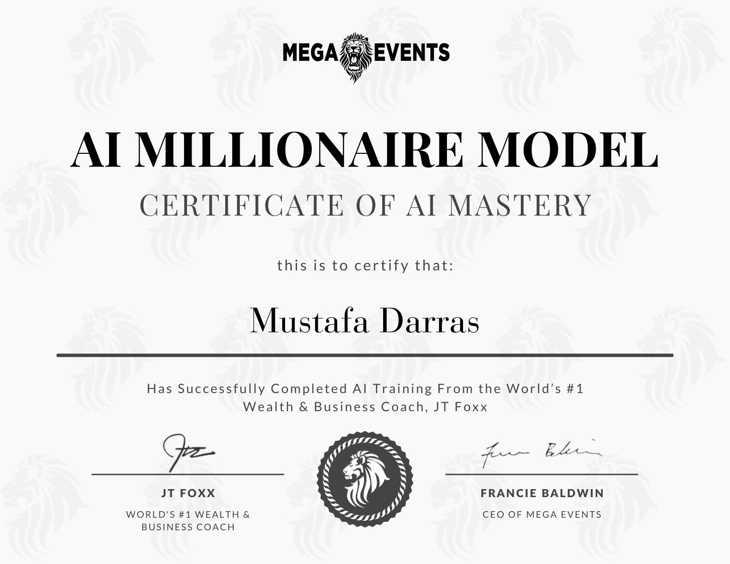 AI Millionaire Certificate - Top G Credentials